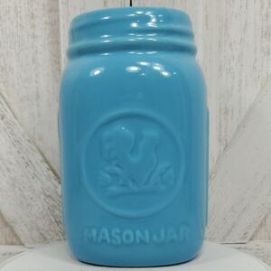 Blue Mason Jar with Rooster Design Chicken
